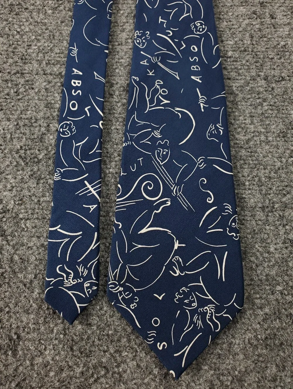 Nadia Roden Absolut Vodka Silk Tie Navy Blue Musician Figures Handmade Korea